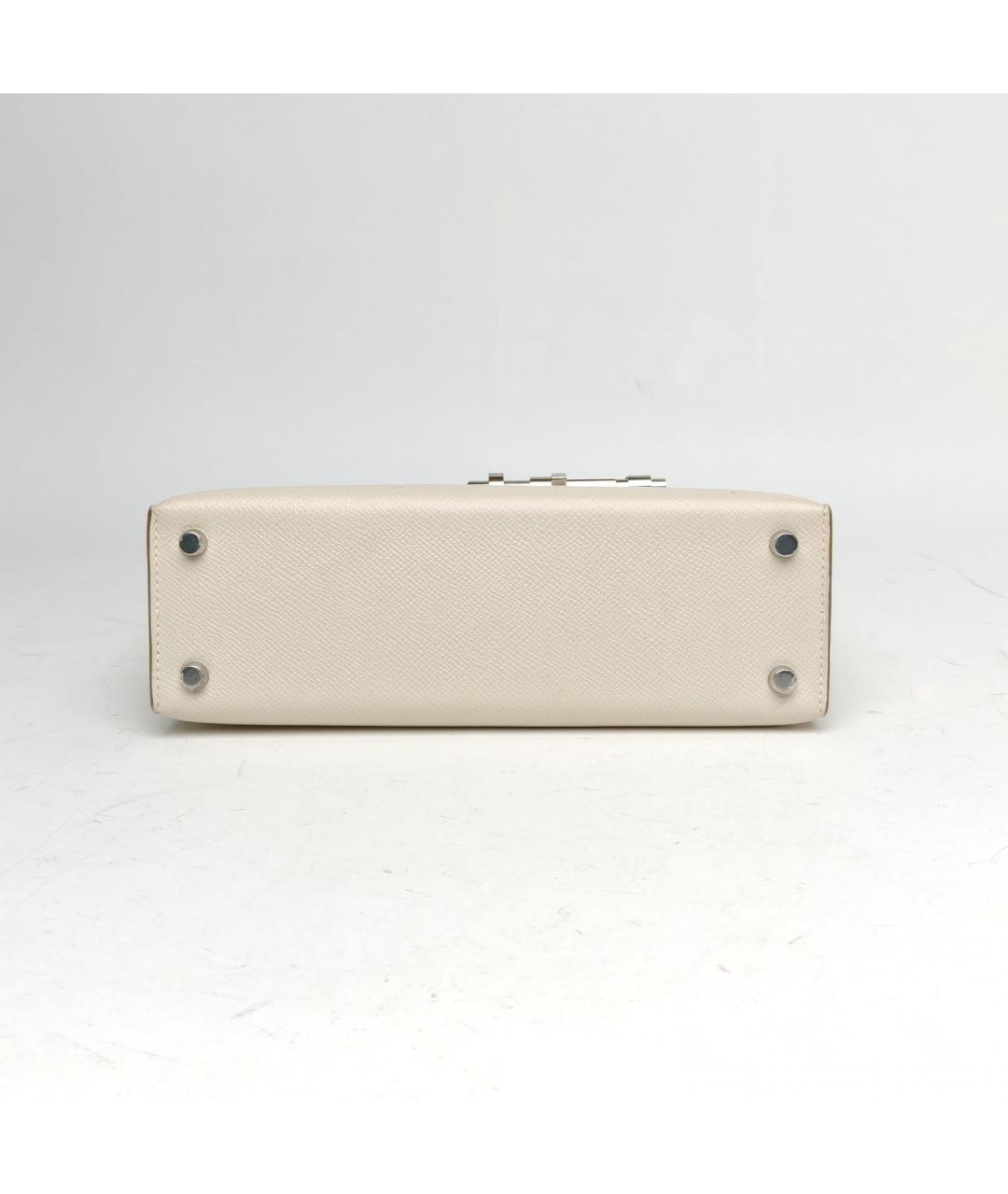 HERMES Белая кожаная сумка через плечо, фото 6