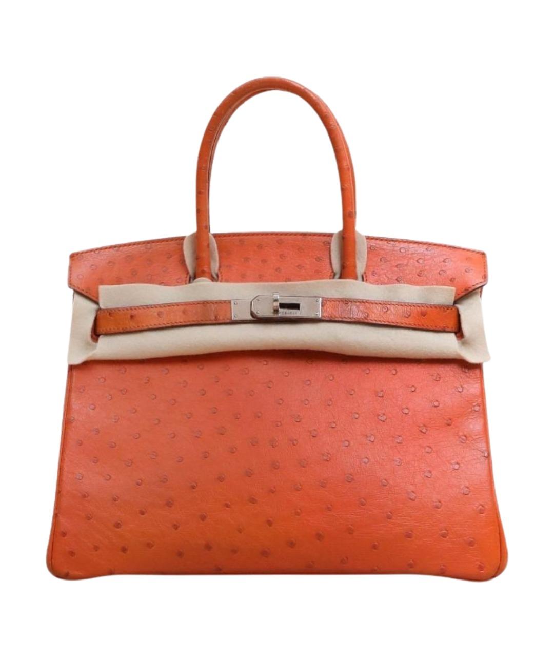 HERMES Оранжевая сумка с короткими ручками из экзотической кожи, фото 1