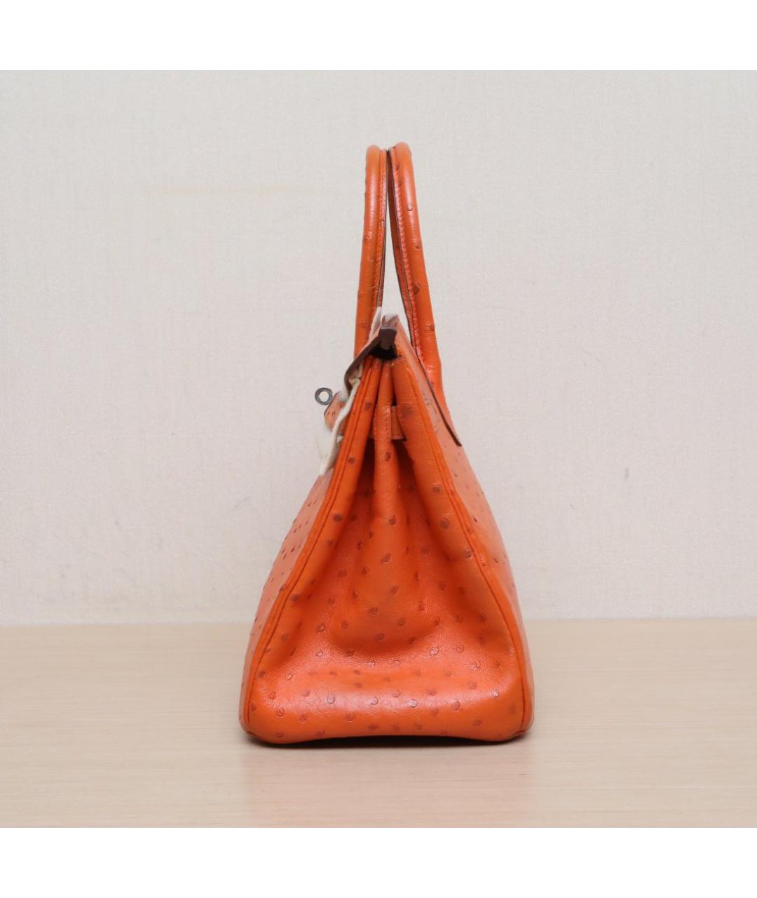 HERMES Оранжевая сумка с короткими ручками из экзотической кожи, фото 4