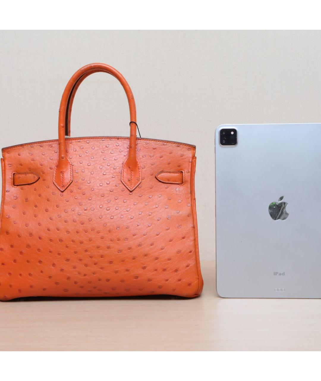 HERMES Оранжевая сумка с короткими ручками из экзотической кожи, фото 6