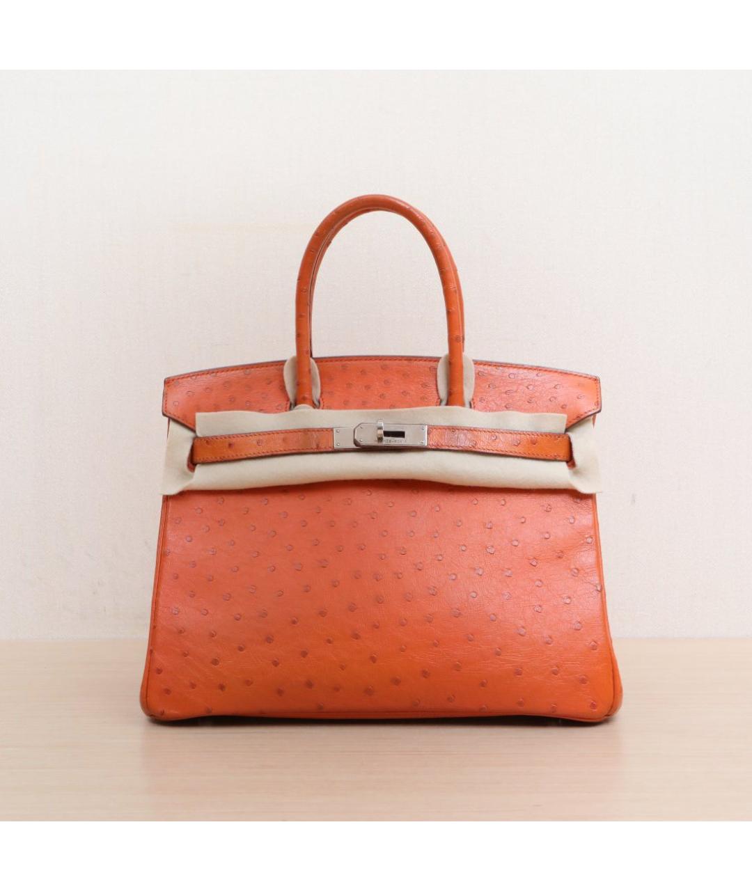 HERMES Оранжевая сумка с короткими ручками из экзотической кожи, фото 2