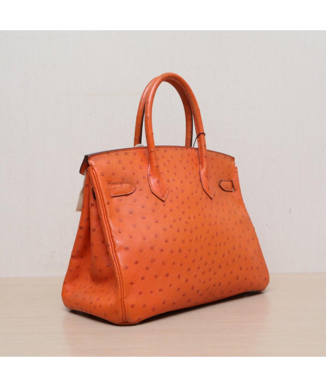 HERMES Оранжевая сумка с короткими ручками из экзотической кожи, фото 5