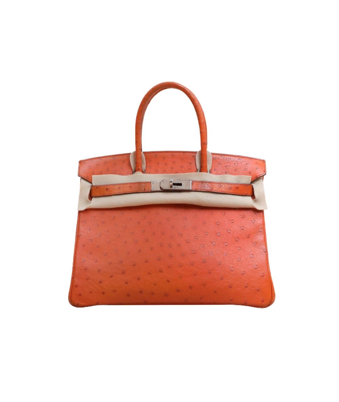 HERMES Оранжевая сумка с короткими ручками из экзотической кожи, фото 9