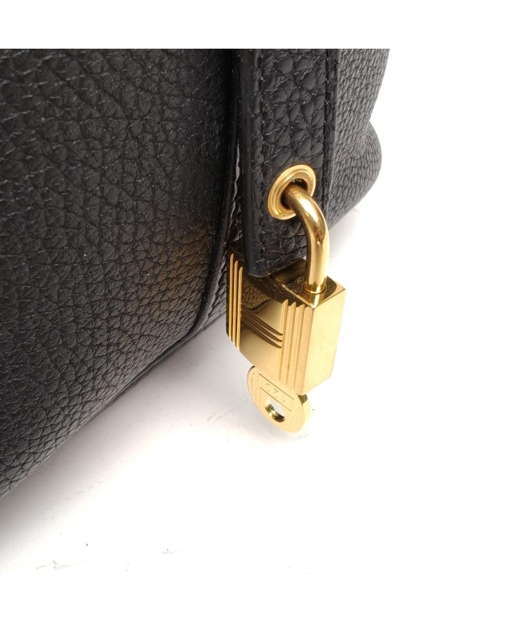 HERMES Черная кожаная сумка через плечо, фото 7