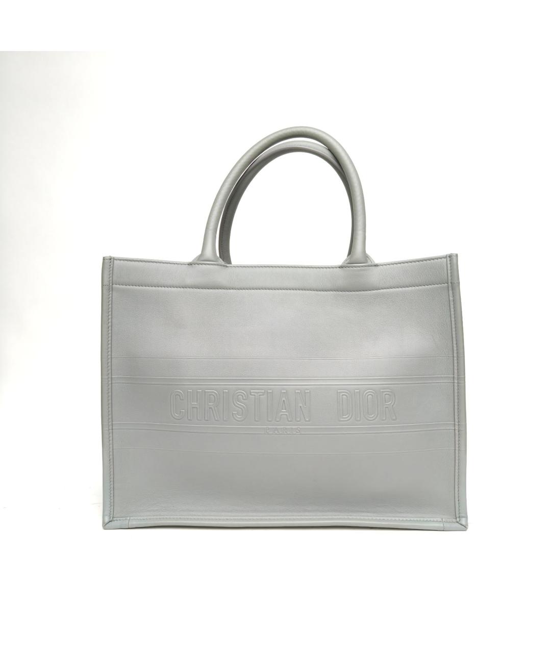 CHRISTIAN DIOR Серая кожаная сумка с короткими ручками, фото 2