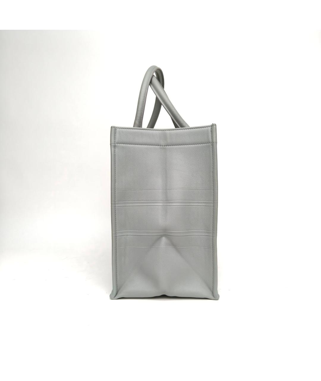 CHRISTIAN DIOR Серая кожаная сумка с короткими ручками, фото 5