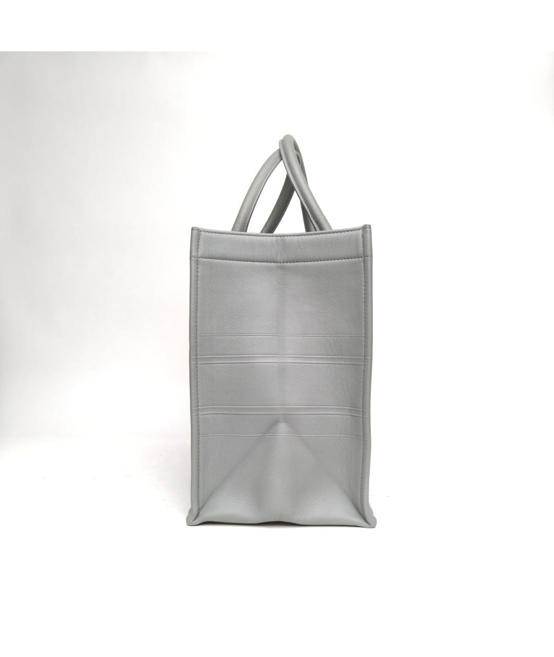 CHRISTIAN DIOR Серая кожаная сумка с короткими ручками, фото 3