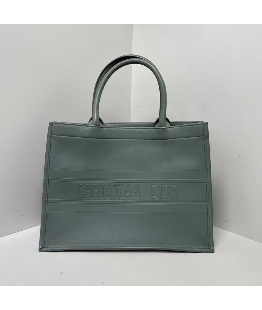 CHRISTIAN DIOR Серая кожаная сумка с короткими ручками, фото 8