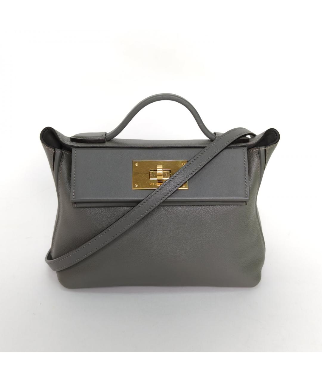 HERMES Серая кожаная сумка через плечо, фото 2