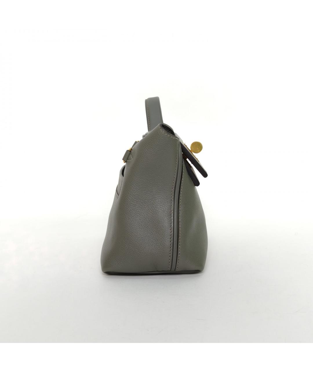 HERMES Серая кожаная сумка через плечо, фото 3