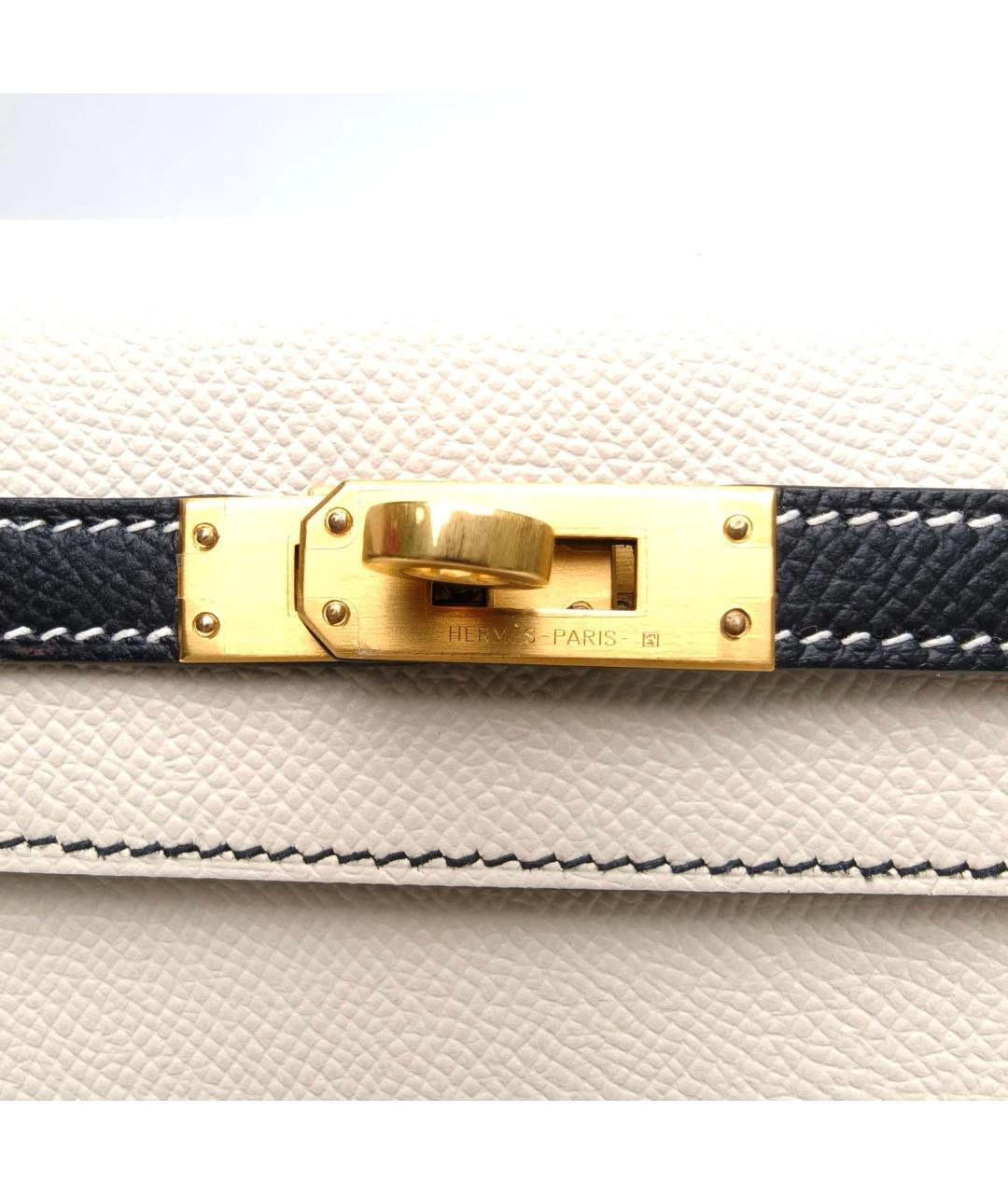 HERMES Белая кожаная сумка с короткими ручками, фото 7
