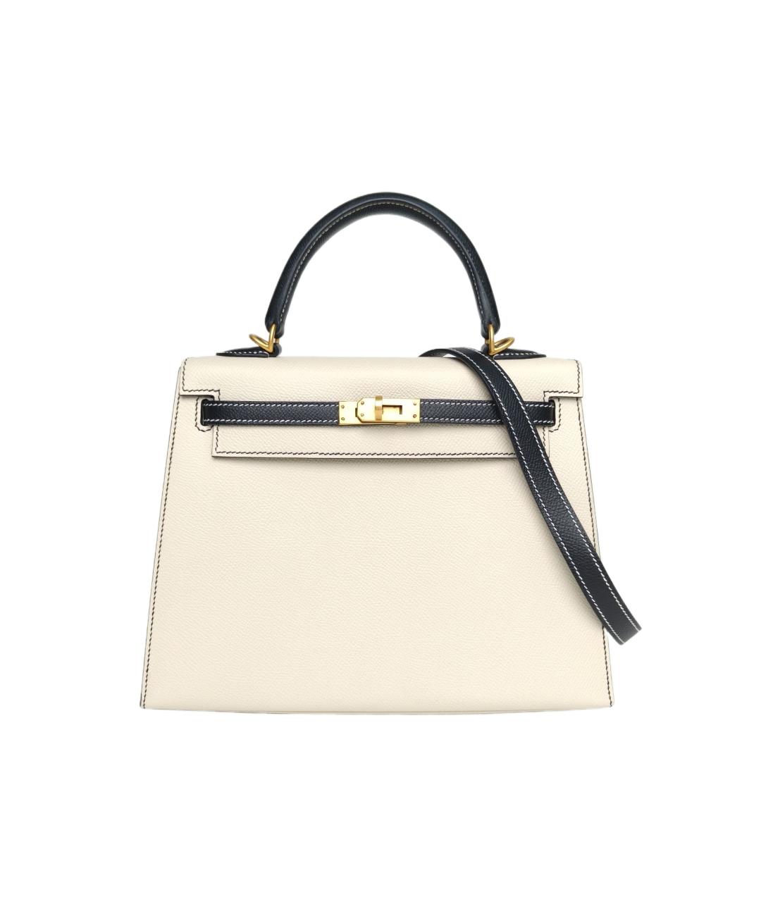 HERMES Белая кожаная сумка с короткими ручками, фото 9