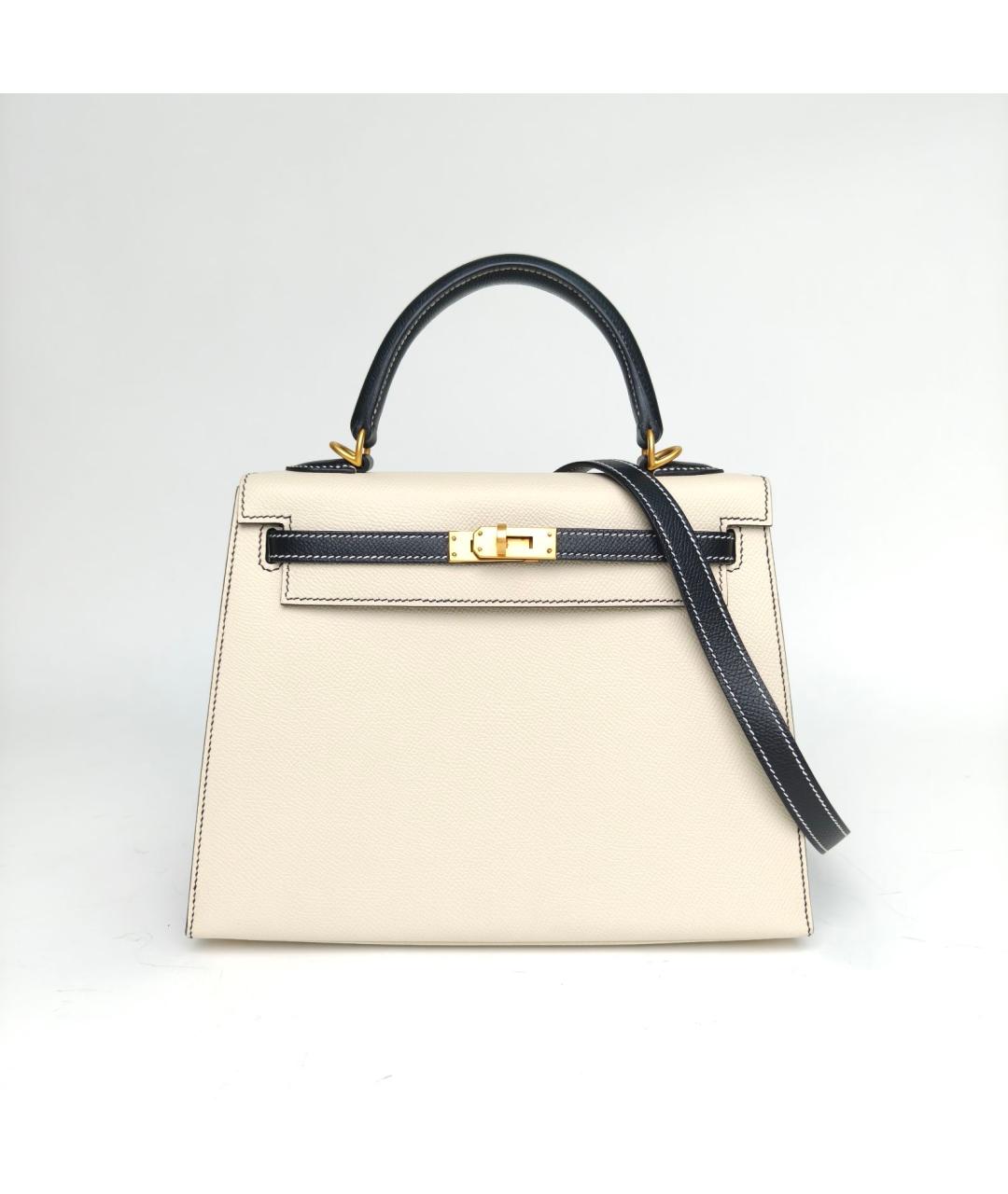 HERMES Белая кожаная сумка с короткими ручками, фото 2