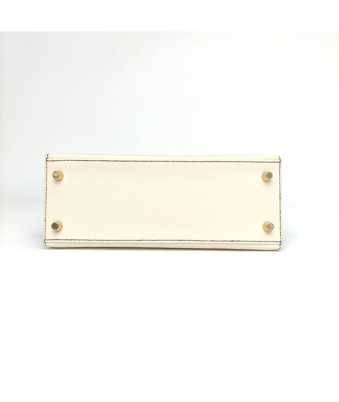 HERMES Белая кожаная сумка с короткими ручками, фото 6