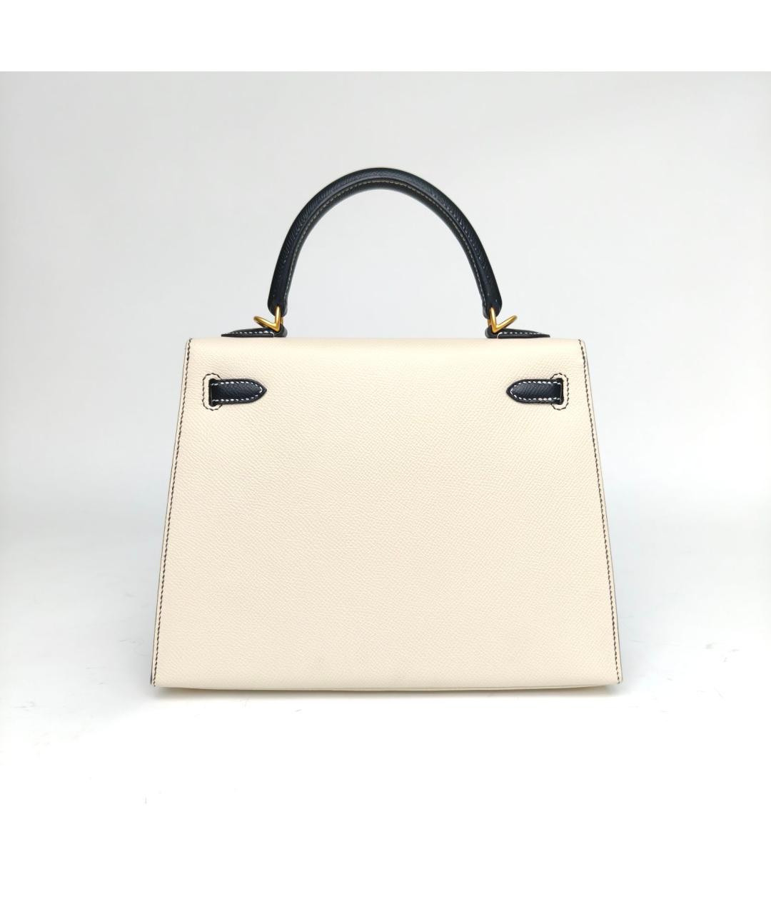 HERMES Белая кожаная сумка с короткими ручками, фото 4