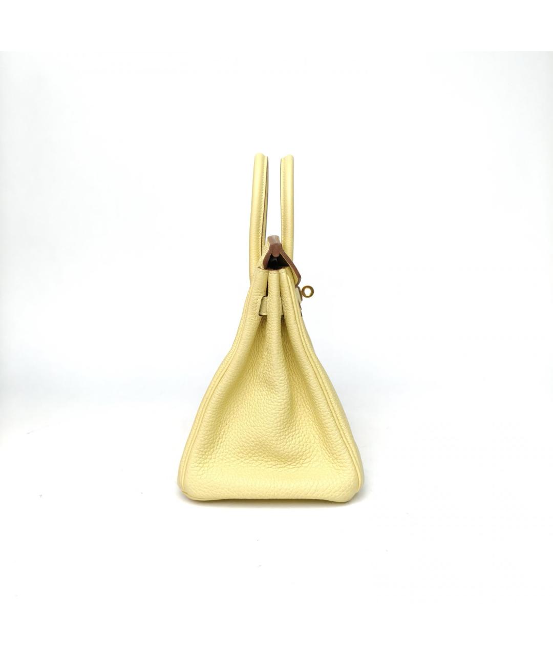 HERMES Желтая кожаная сумка с короткими ручками, фото 5