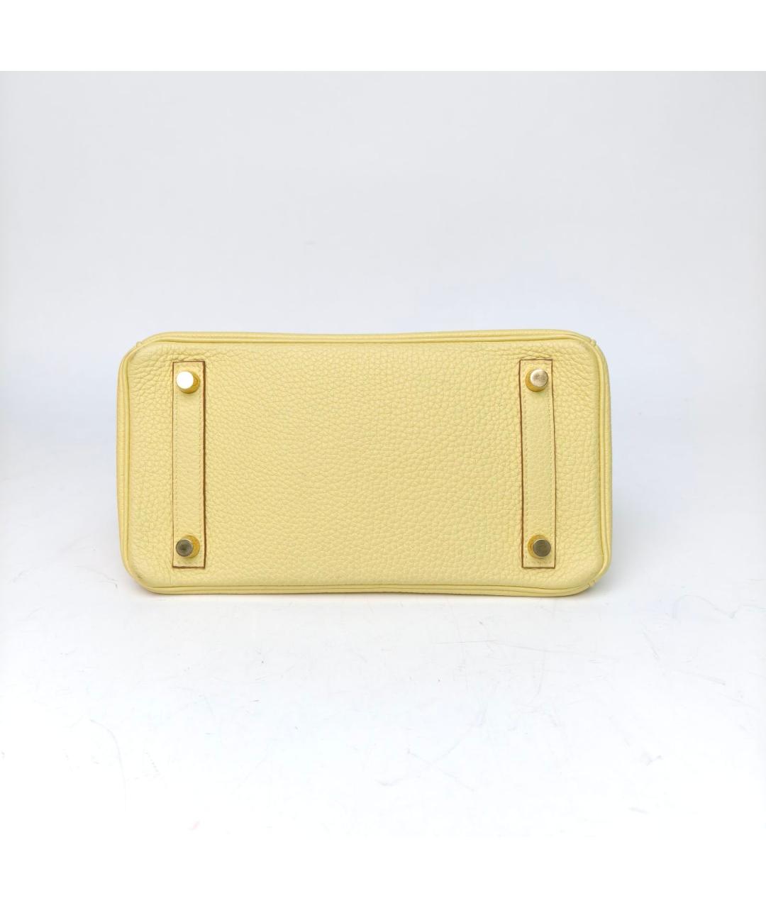 HERMES Желтая кожаная сумка с короткими ручками, фото 6