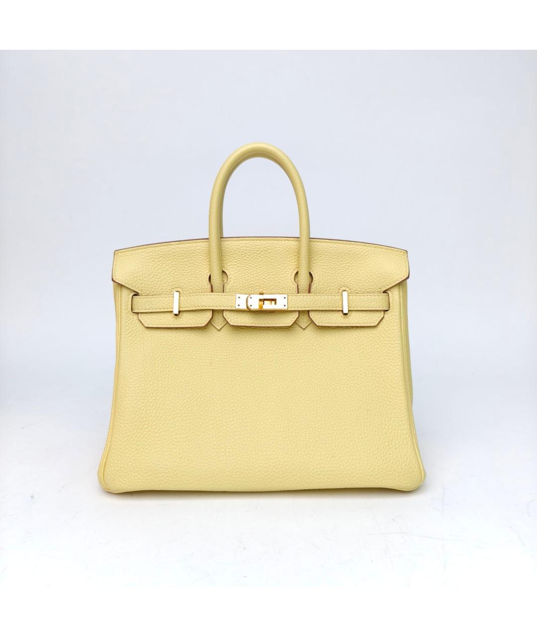 HERMES Желтая кожаная сумка с короткими ручками, фото 2