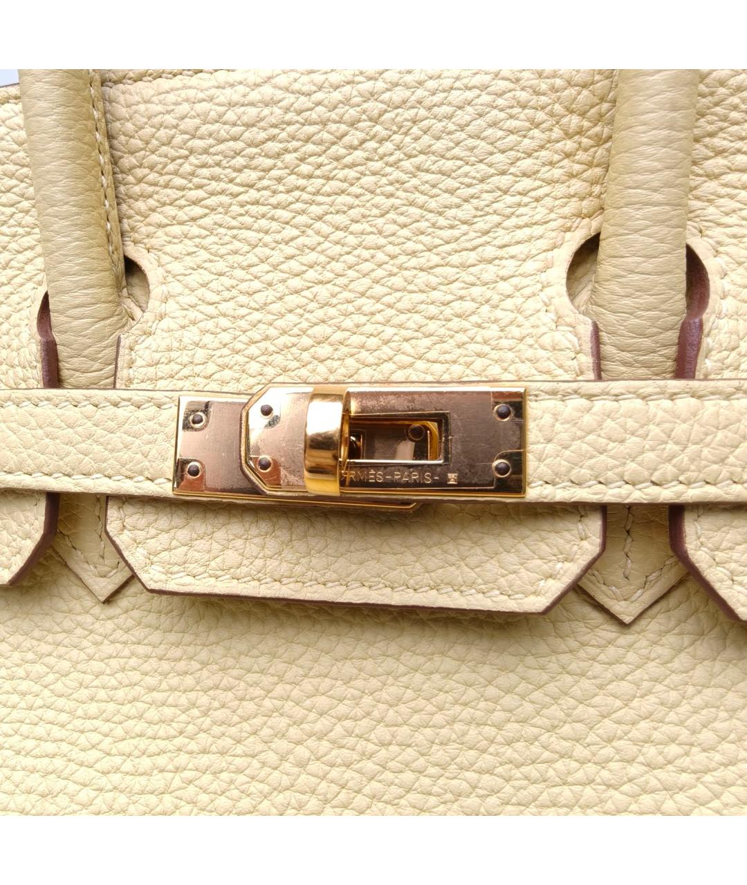 HERMES Желтая кожаная сумка с короткими ручками, фото 7