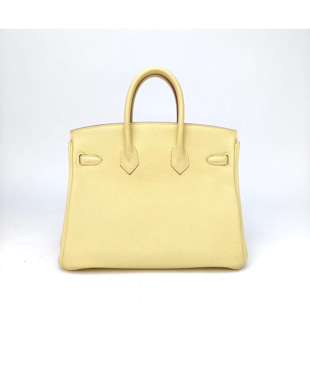 HERMES Желтая кожаная сумка с короткими ручками, фото 4