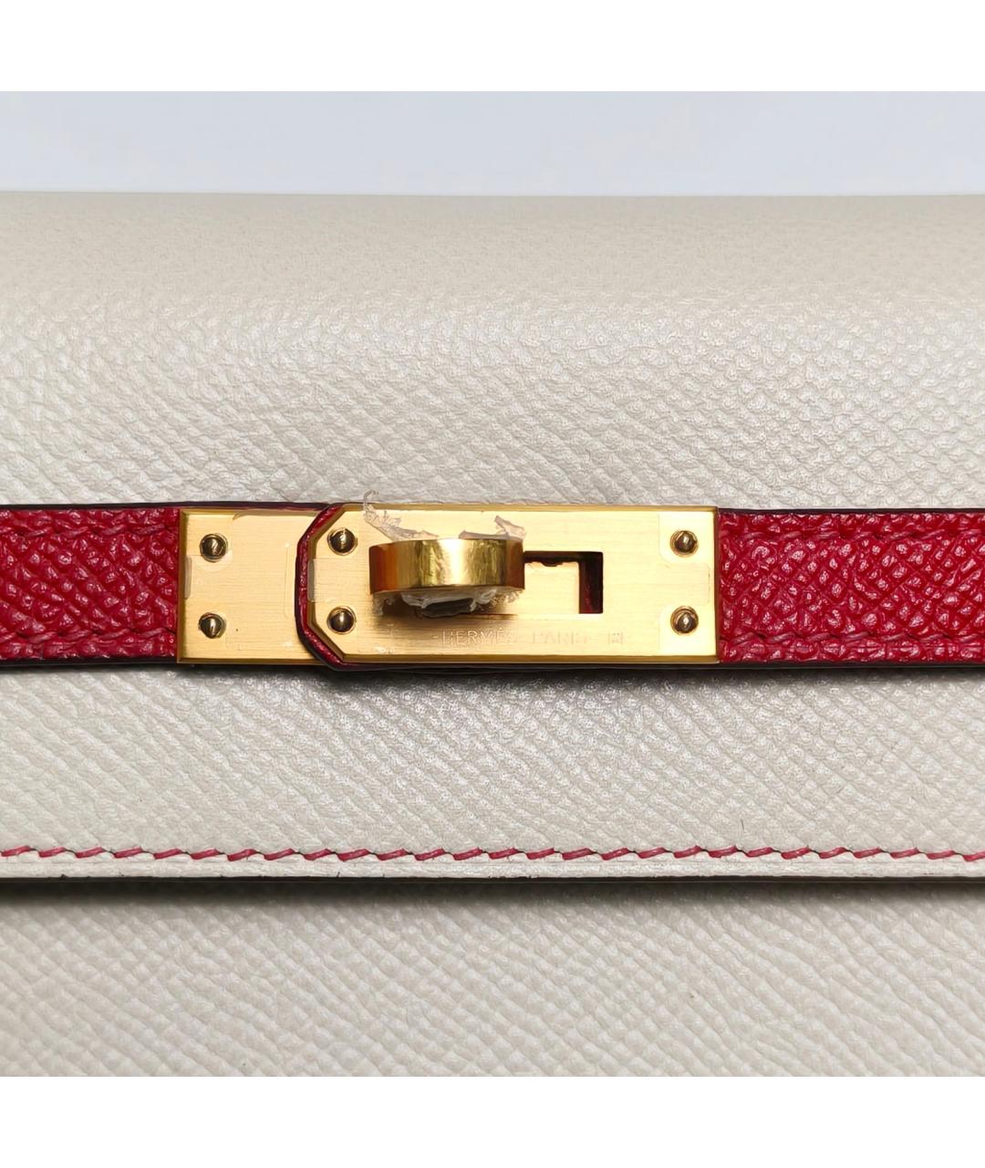 HERMES Белая кожаная сумка с короткими ручками, фото 7
