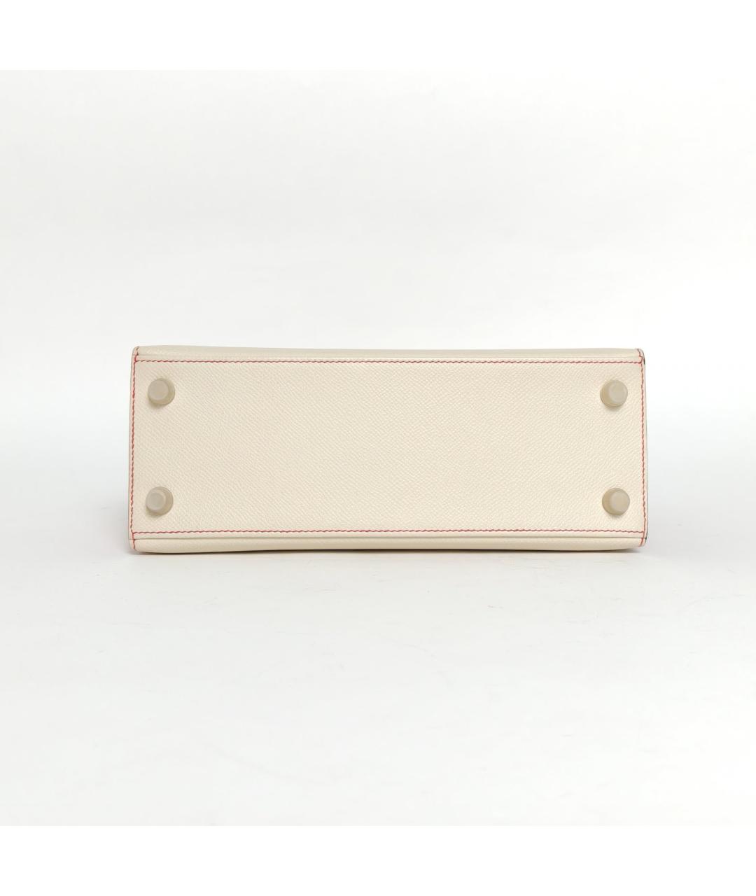 HERMES Белая кожаная сумка с короткими ручками, фото 6