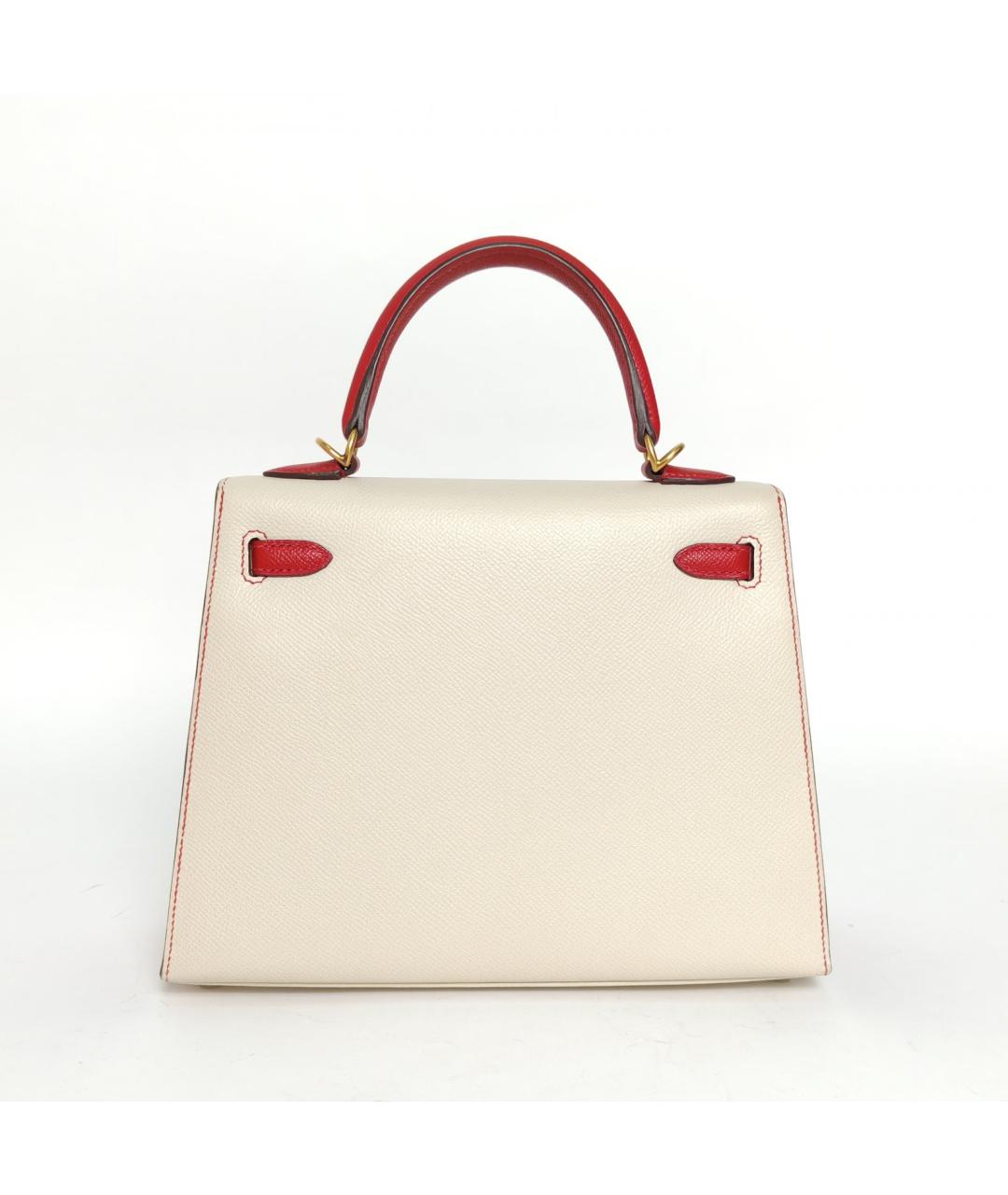 HERMES Белая кожаная сумка с короткими ручками, фото 4
