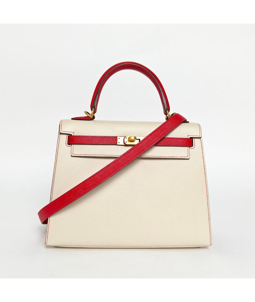 HERMES Белая кожаная сумка с короткими ручками, фото 2