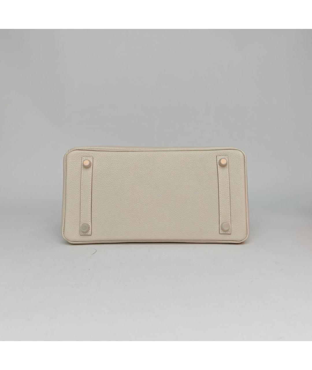 HERMES Бежевая кожаная сумка с короткими ручками, фото 6
