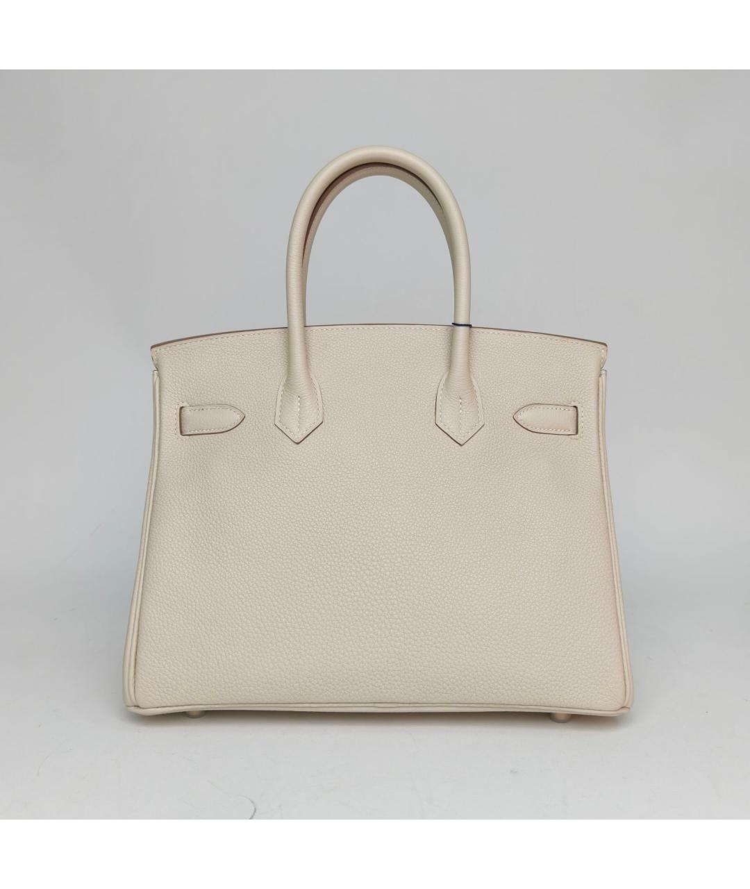 HERMES Бежевая кожаная сумка с короткими ручками, фото 4