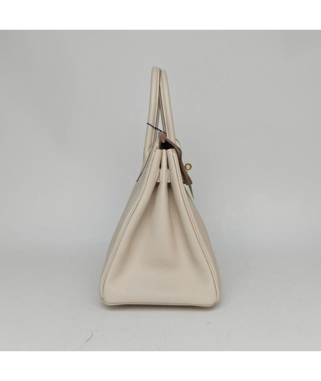 HERMES Бежевая кожаная сумка с короткими ручками, фото 3