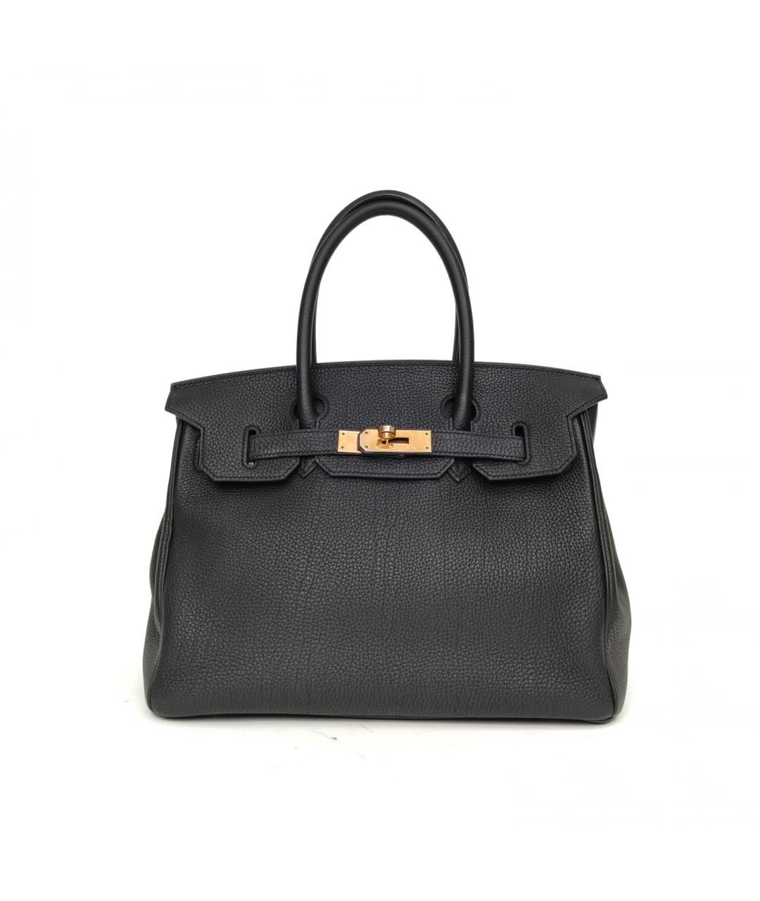 HERMES Черная кожаная сумка с короткими ручками, фото 6