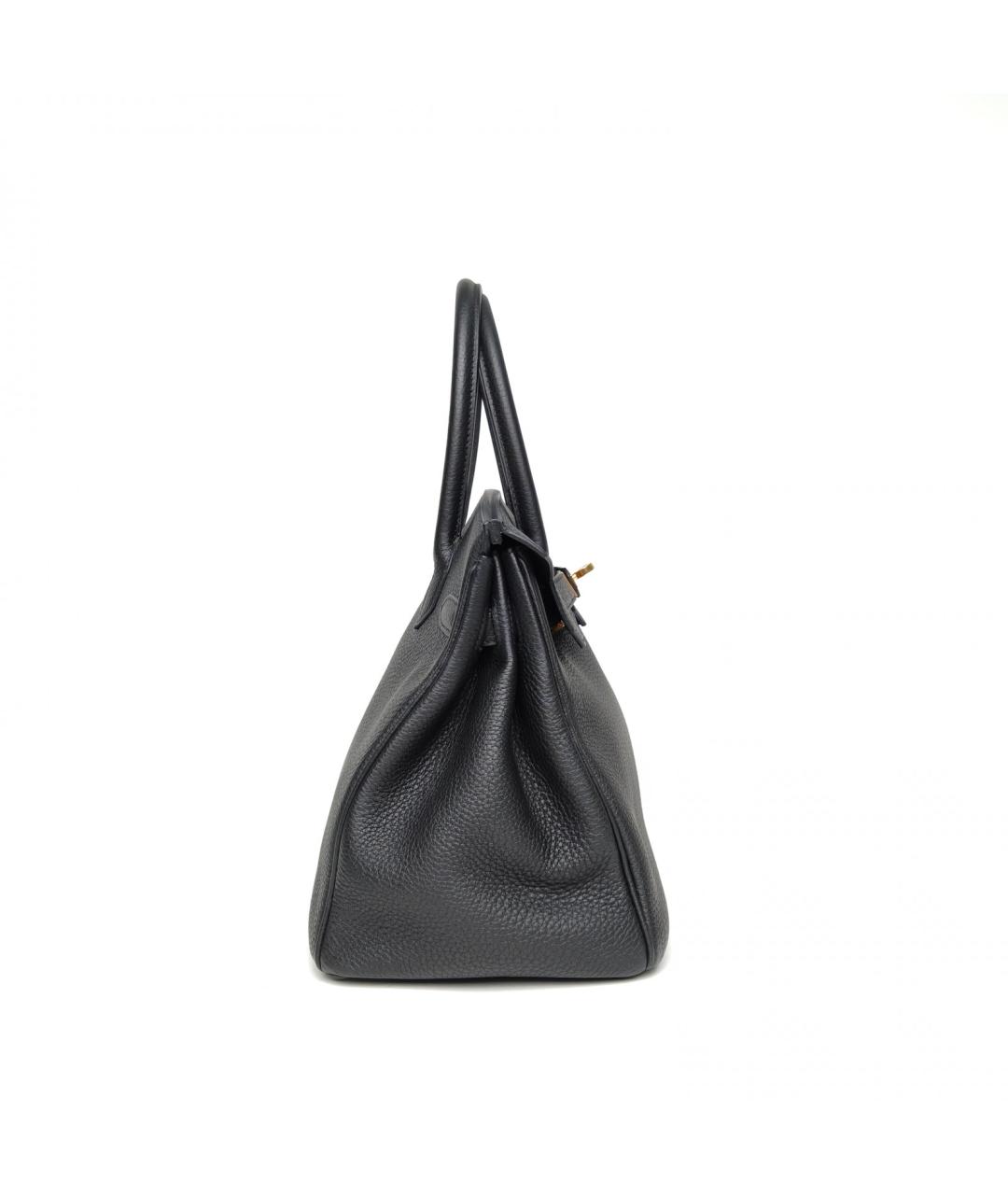 HERMES Черная кожаная сумка с короткими ручками, фото 2