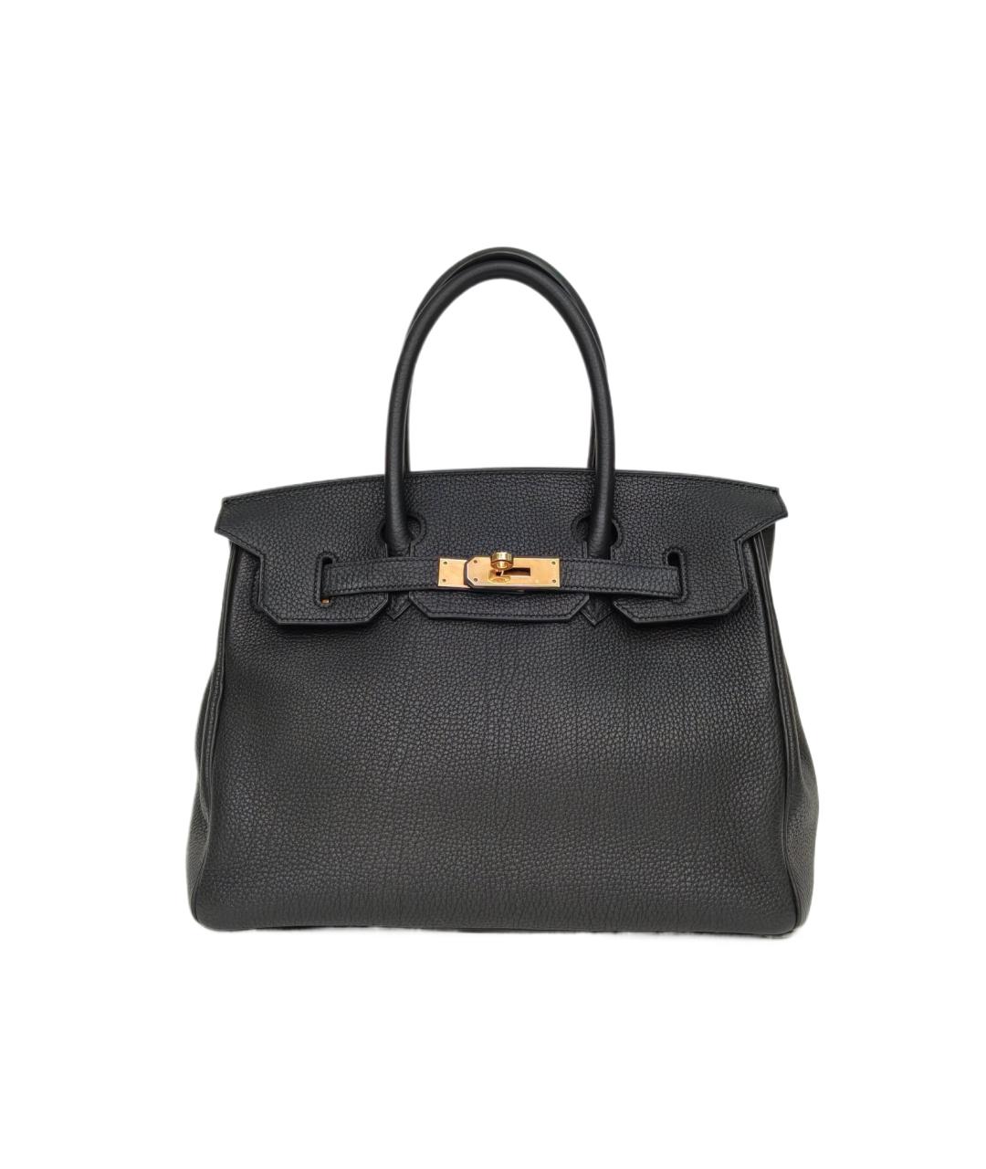 HERMES Черная кожаная сумка с короткими ручками, фото 9