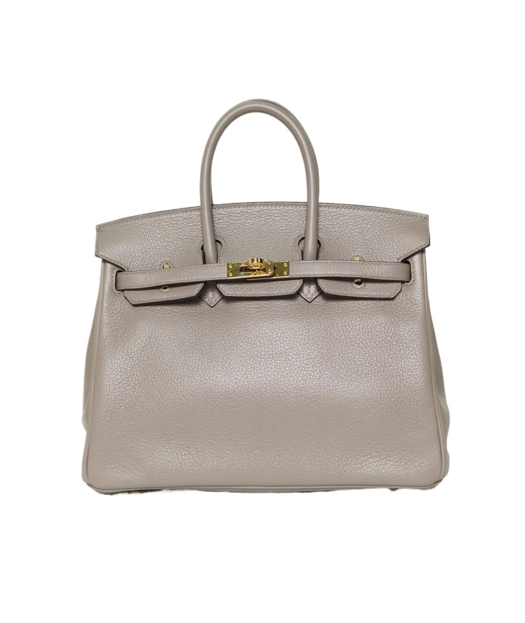 HERMES Серая кожаная сумка с короткими ручками, фото 9
