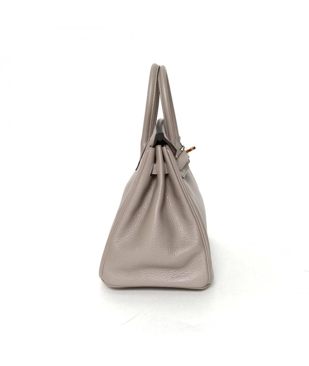 HERMES Серая кожаная сумка с короткими ручками, фото 3