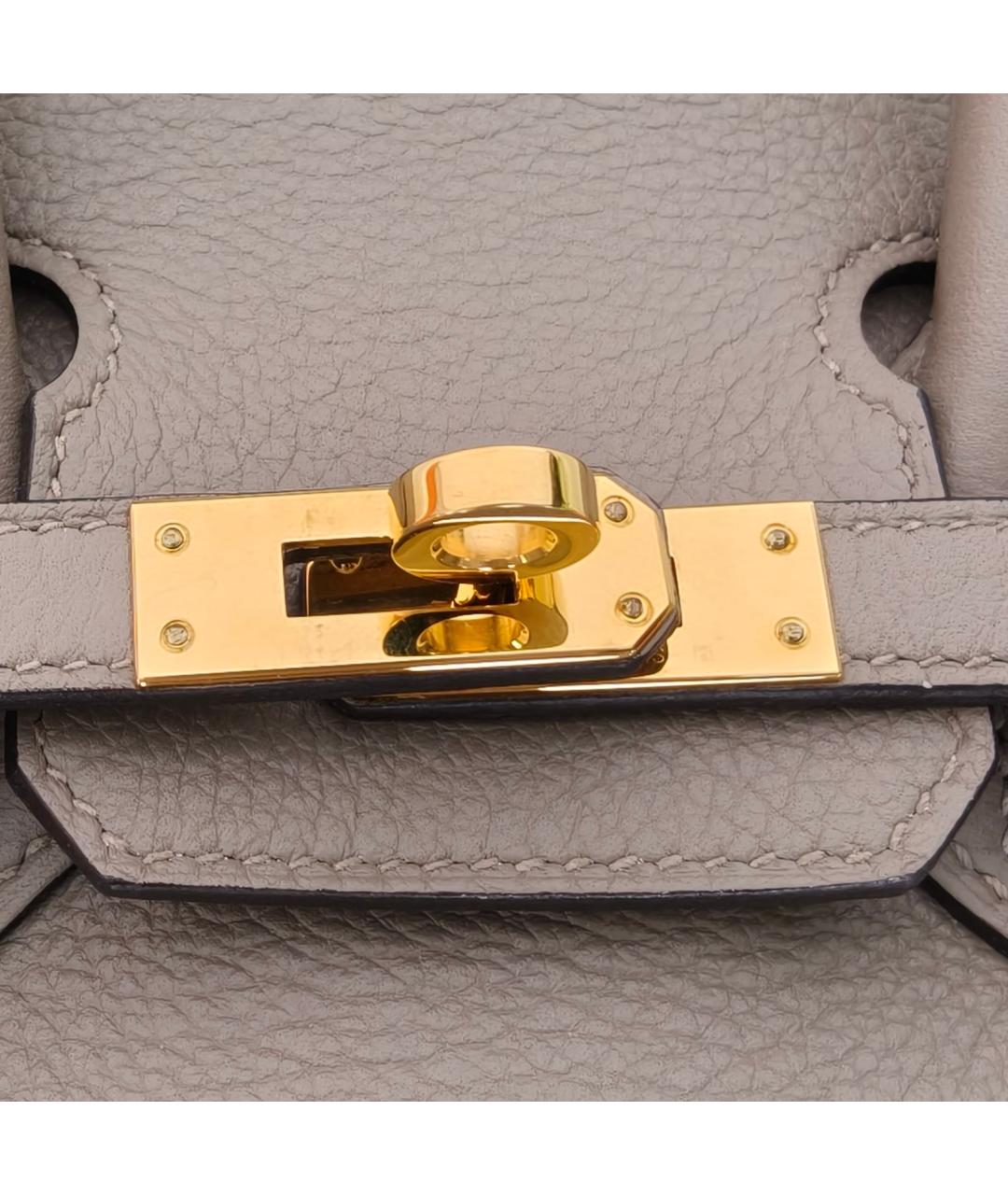 HERMES Серая кожаная сумка с короткими ручками, фото 7