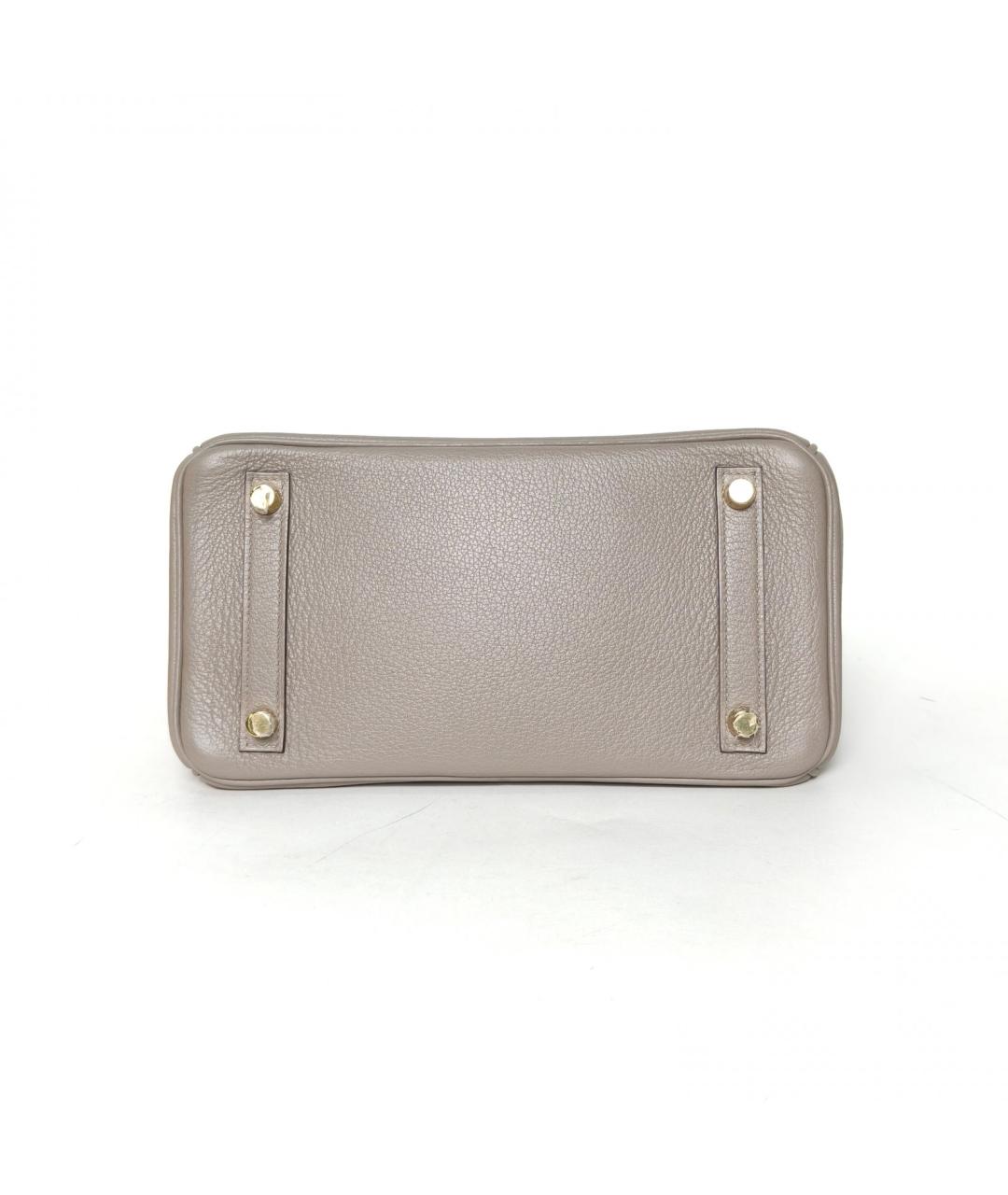 HERMES Серая кожаная сумка с короткими ручками, фото 6