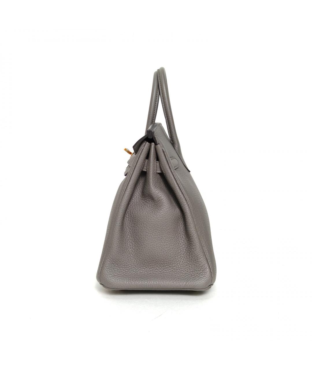 HERMES Серая кожаная сумка с короткими ручками, фото 3