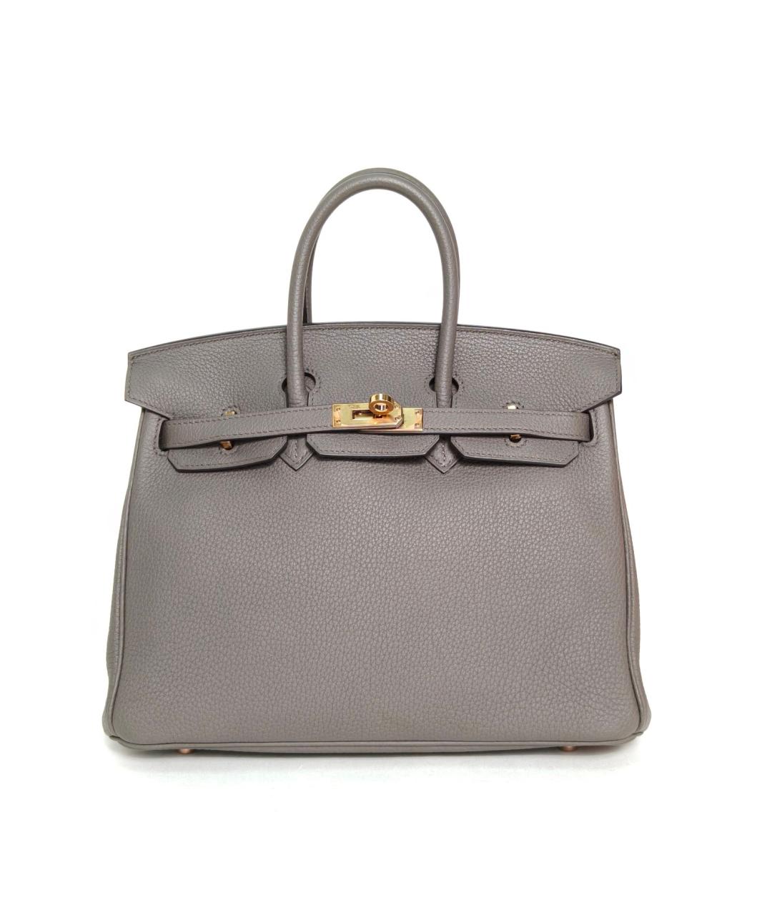 HERMES Серая кожаная сумка с короткими ручками, фото 2