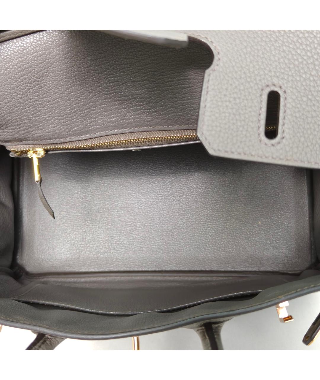 HERMES Серая кожаная сумка с короткими ручками, фото 8