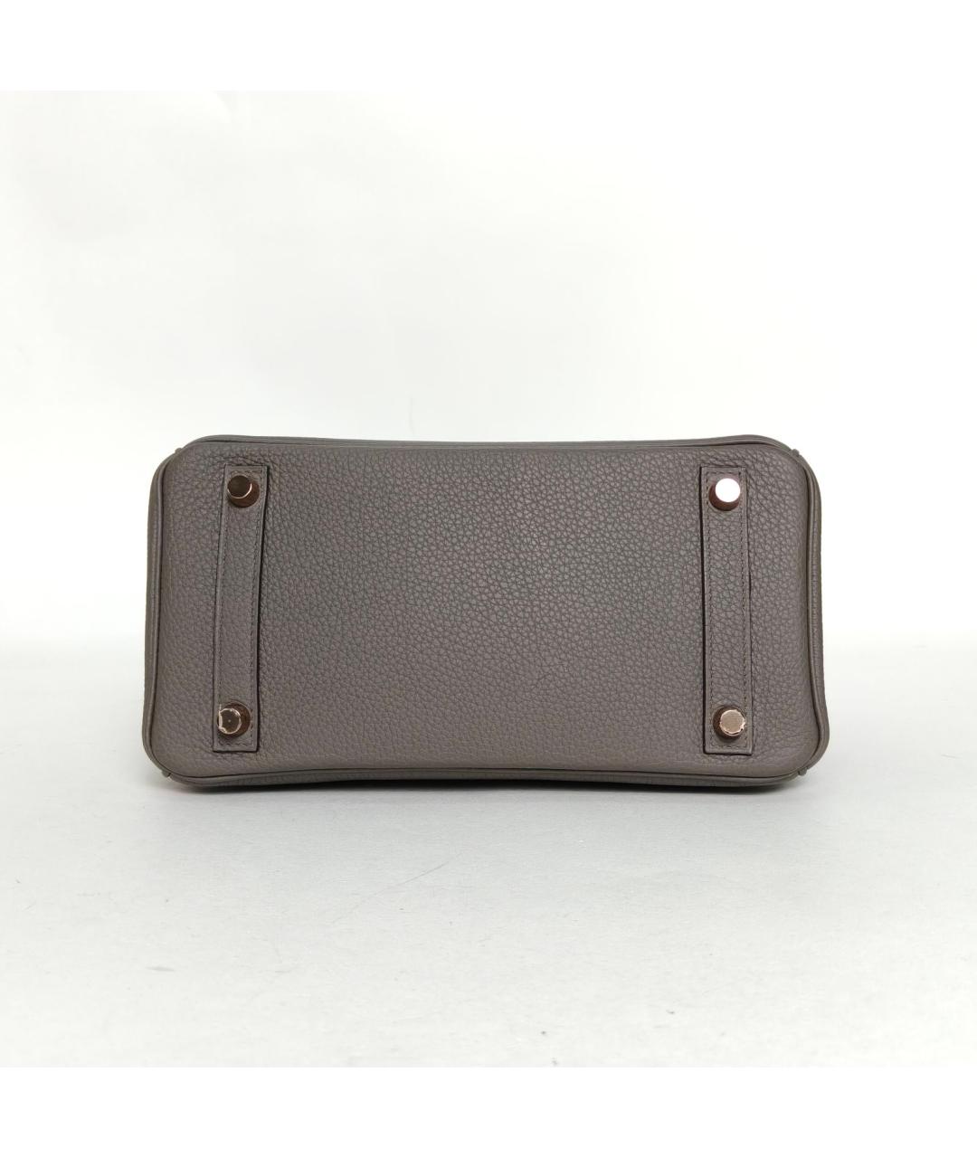 HERMES Серая кожаная сумка с короткими ручками, фото 6