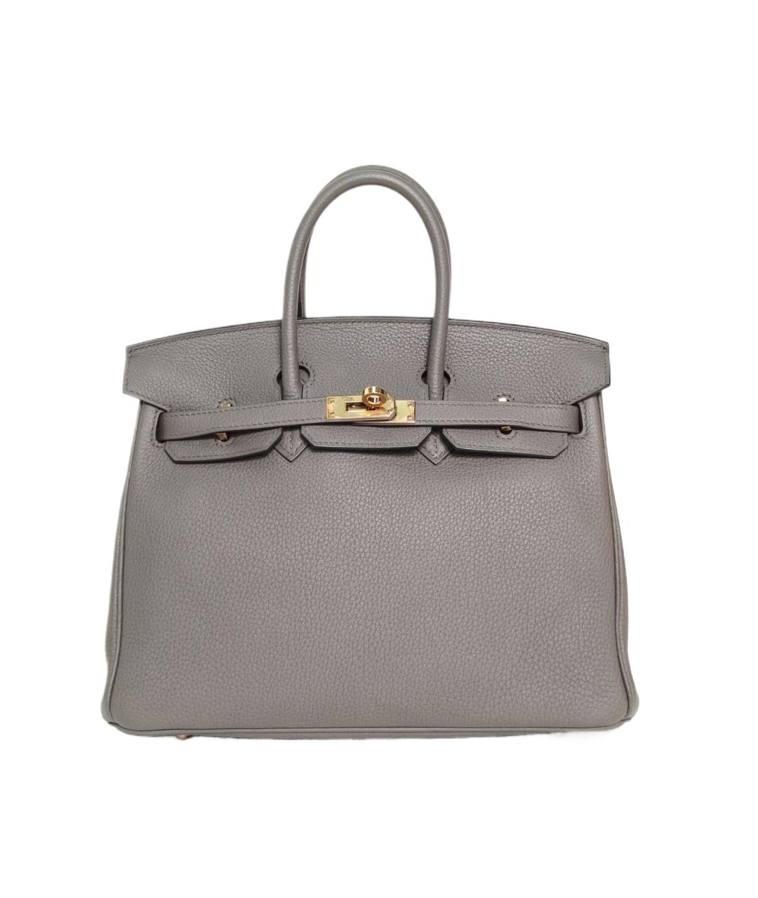 HERMES Серая кожаная сумка с короткими ручками, фото 9