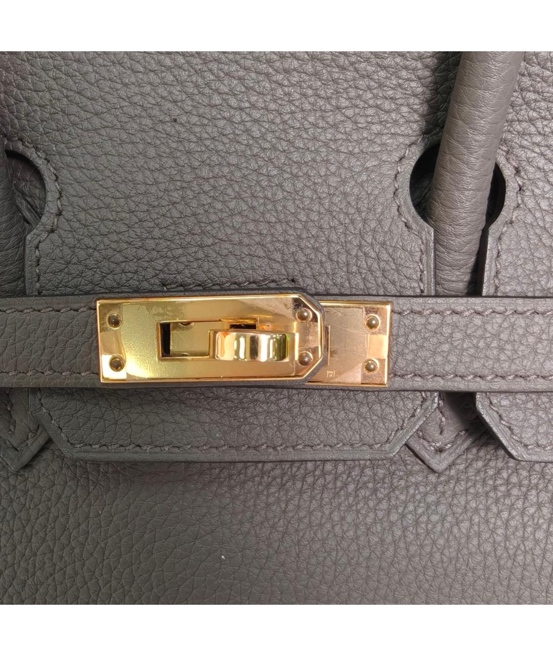 HERMES Серая кожаная сумка с короткими ручками, фото 7