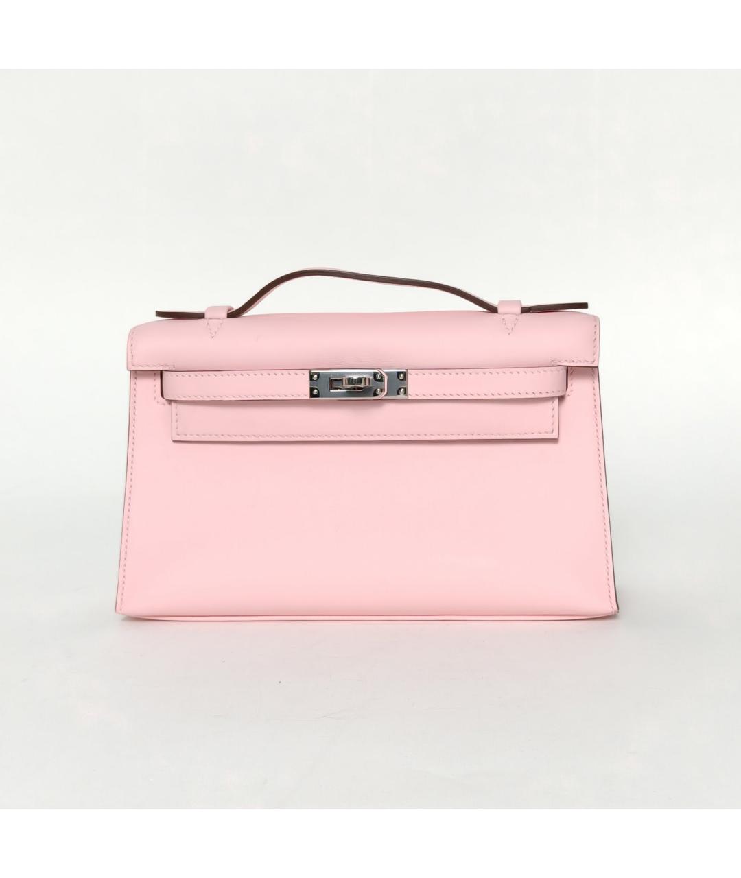 HERMES Розовая кожаная сумка с короткими ручками, фото 2