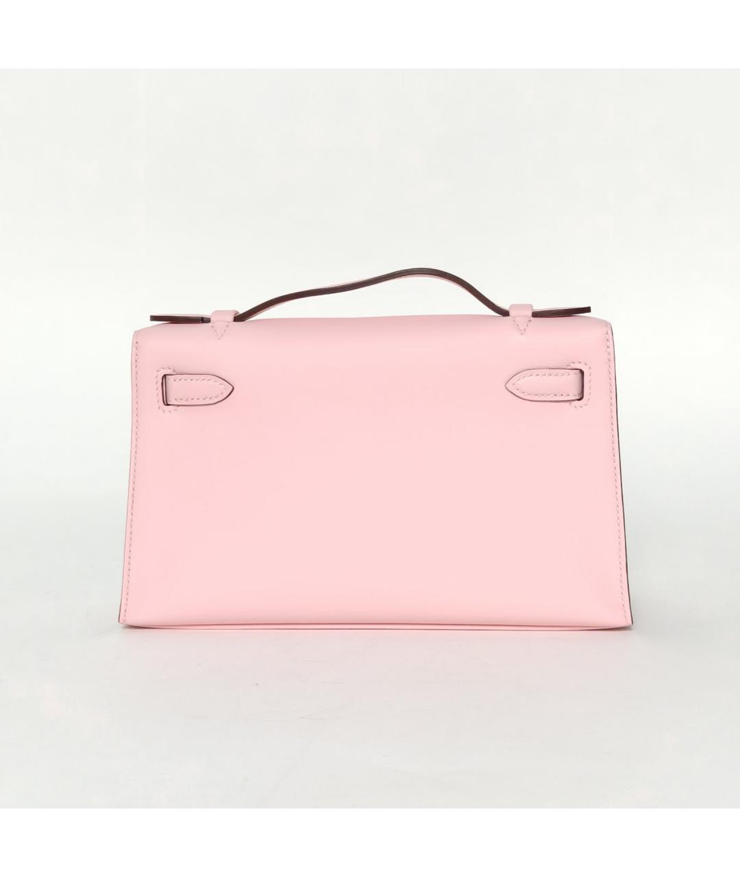 HERMES Розовая кожаная сумка с короткими ручками, фото 4
