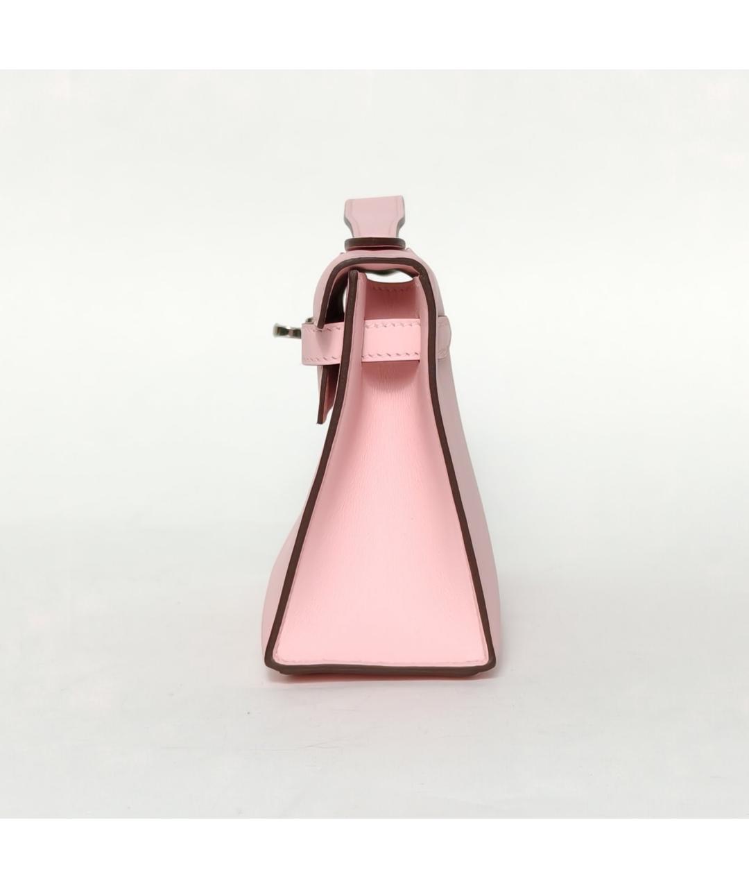 HERMES Розовая кожаная сумка с короткими ручками, фото 3