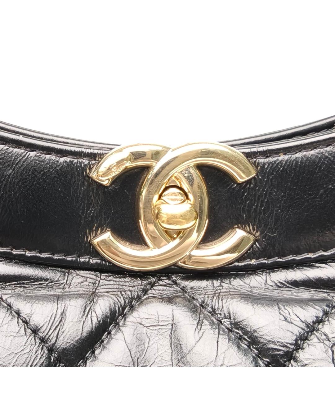 CHANEL Черная кожаная сумка с короткими ручками, фото 7