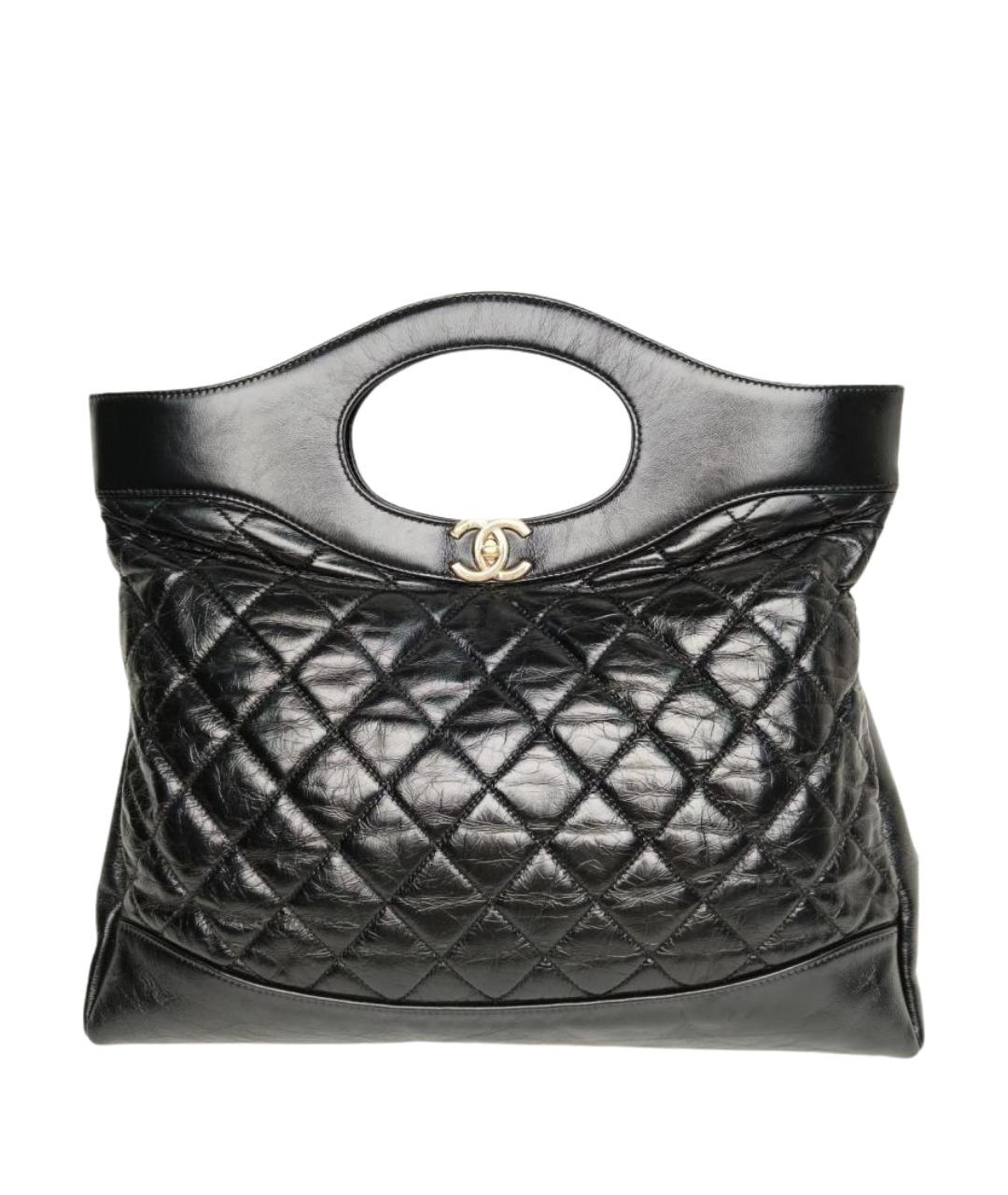 CHANEL Черная кожаная сумка с короткими ручками, фото 1