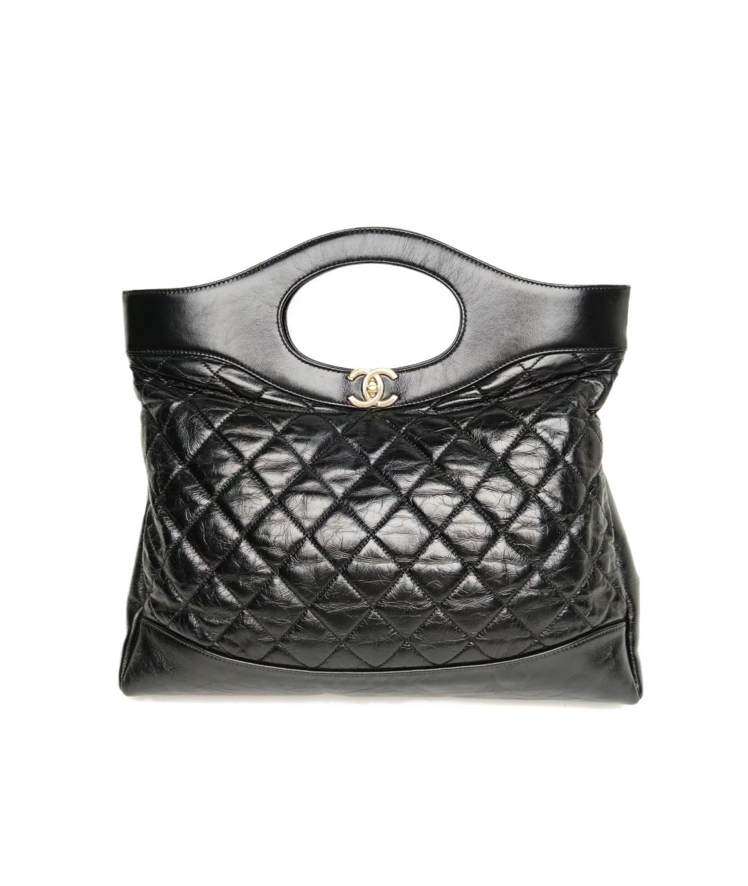 CHANEL Черная кожаная сумка с короткими ручками, фото 9